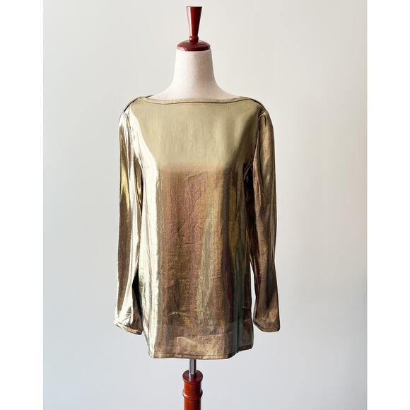 Vintage Anne Crimmins Gold Metallic Long Sleeve Small - Picture 6 of 6